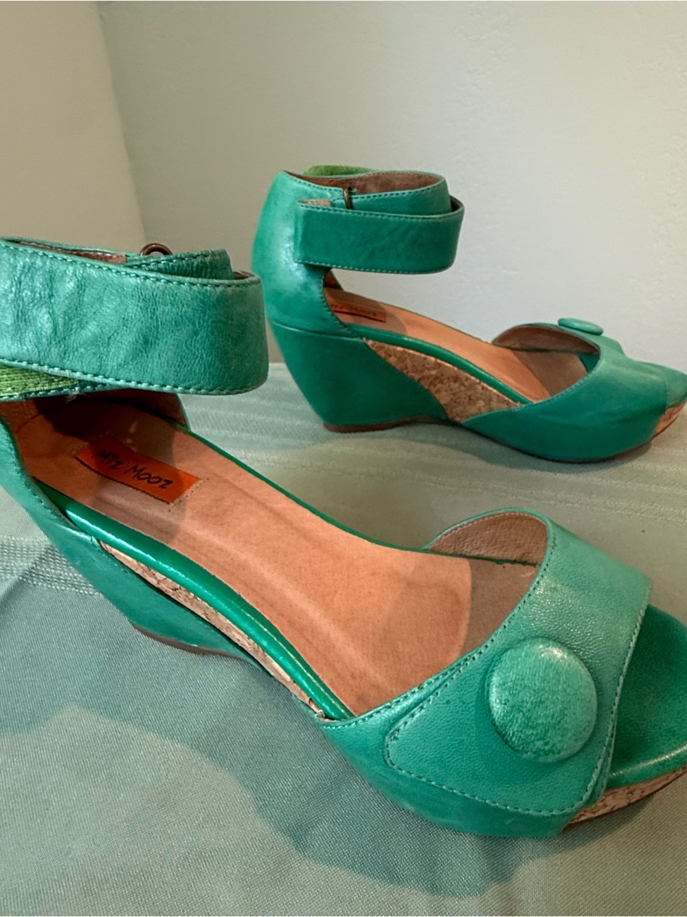 Miz Mooz Yael Ankle-Strap Sandal Wedge Green 9 - Picture 3 of 10
